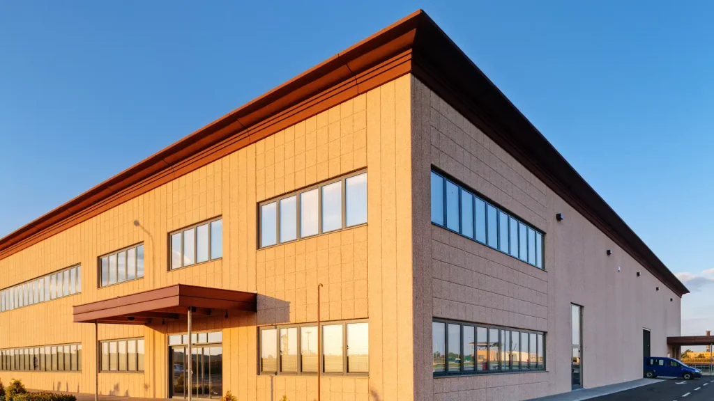 Commercial building with a flat roof in Northern Michigan