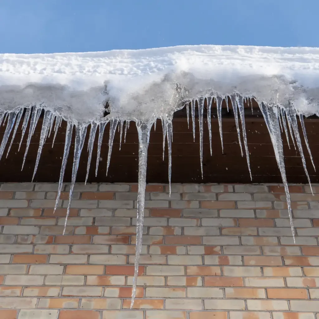 Ice dam on a roof in NW Michigan