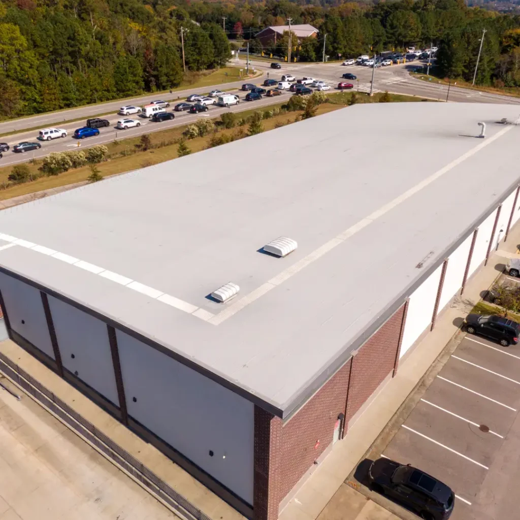 Commercial roofing on a storage building in Michigan
